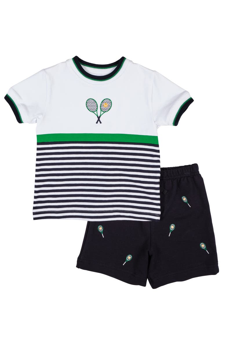 Knit Short Set with Tennis Rackets, Main, color, Navy/White