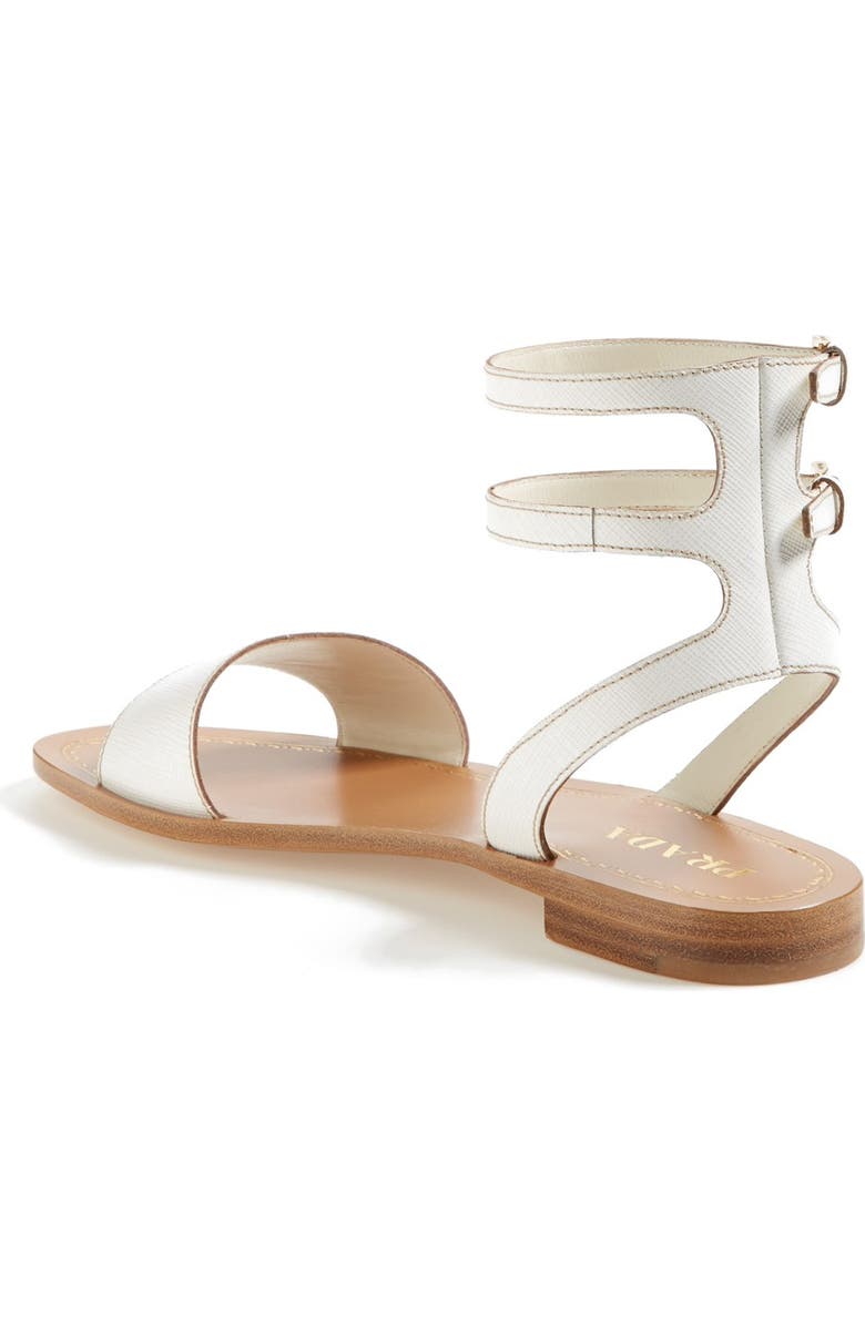 Prada Double Ankle Strap Flat Sandal, Alternate, color,