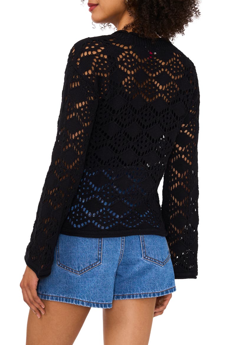 Open Stitch Cotton Cardigan, Alternate, color, RICH BLACK