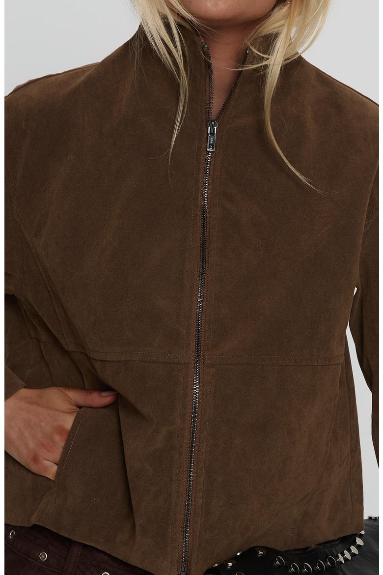Jessalynn Faux Suede Full Zip Jacket, Alternate, color, BROWN