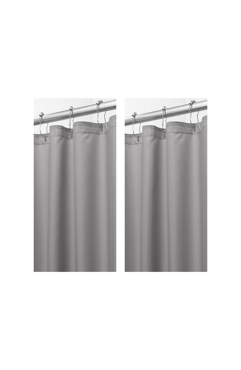 iDesign Solid Polyester Shower Curtain - 72" x 72" - Set of 2 - Gray, Alternate, color, Gray