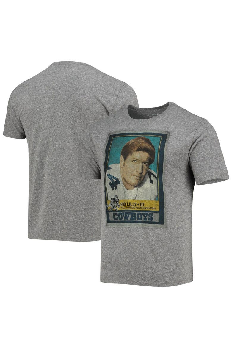 Men's Bob Lilly Heathered Gray Dallas Cowboys Name & Number Tri-Blend T-Shirt, Main, color, Heather Gray