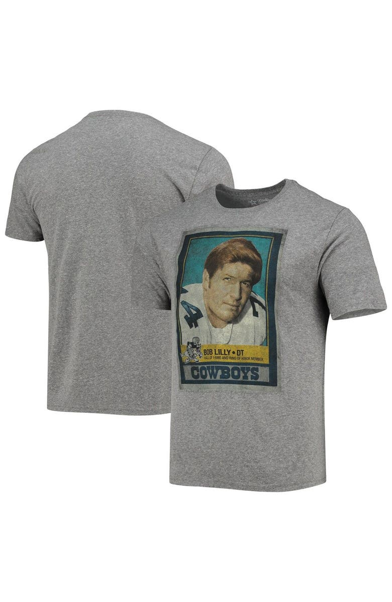 NFL Men's Bob Lilly Heathered Gray Dallas Cowboys Name & Number Tri-Blend T-Shirt, Main, color, Heather Gray