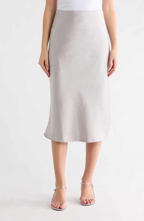 Renee C Solid Satin Midi Skirt
