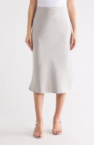 Renee C Solid Satin Midi Skirt