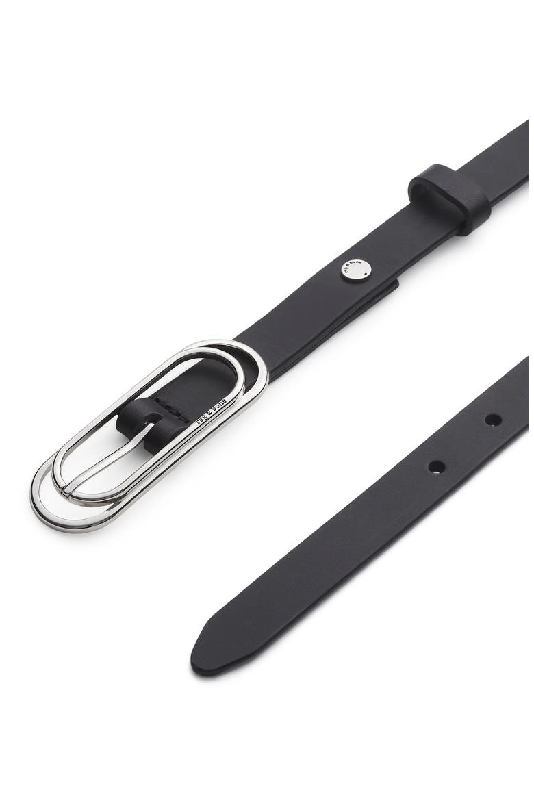 Duo Rounded Rebound Leather Belt, Alternate, color, BLACK