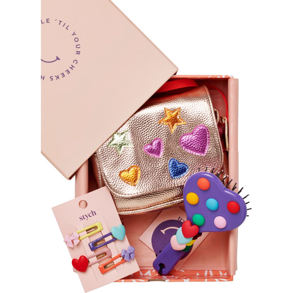Stych Kids' Heart Bag And Accessories Gift Box In Pink