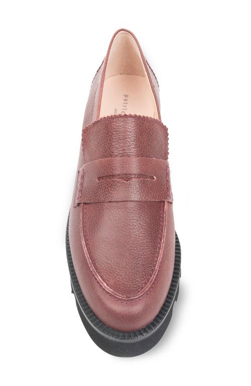 Patricia Green Vince Lug Sole Penny Loafer In Burgundy