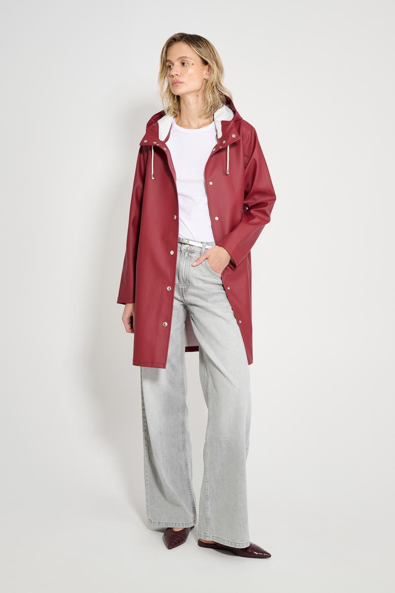 Mosebacke Hooded Long Sleeve Raincoat, Alternate, color, Burgundy
