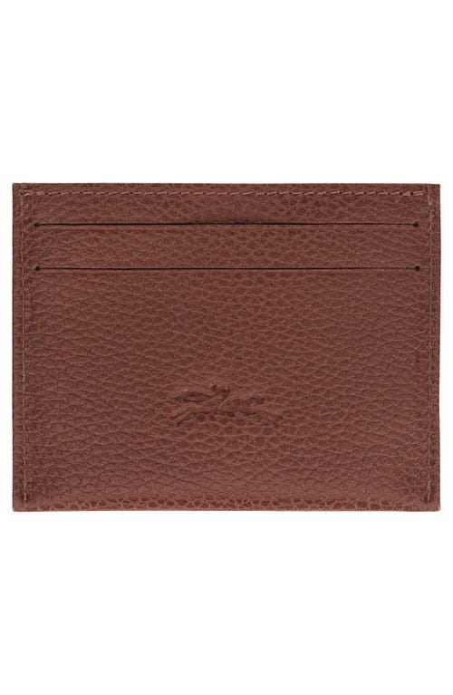 Longchamp Le Foulonné Leather Card Case In Brown