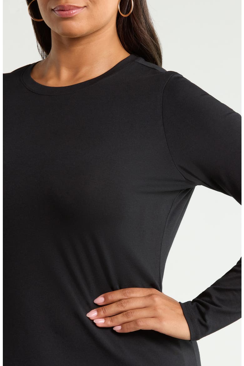 Pima Cotton & Tencel Modal Long Sleeve T-Shirt, Alternate, color, BLACK