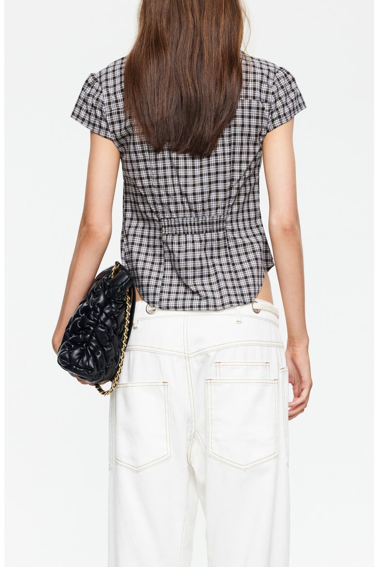 Mon Cheri Plaid Crop Shirt, Alternate, color, NOIR PLAID