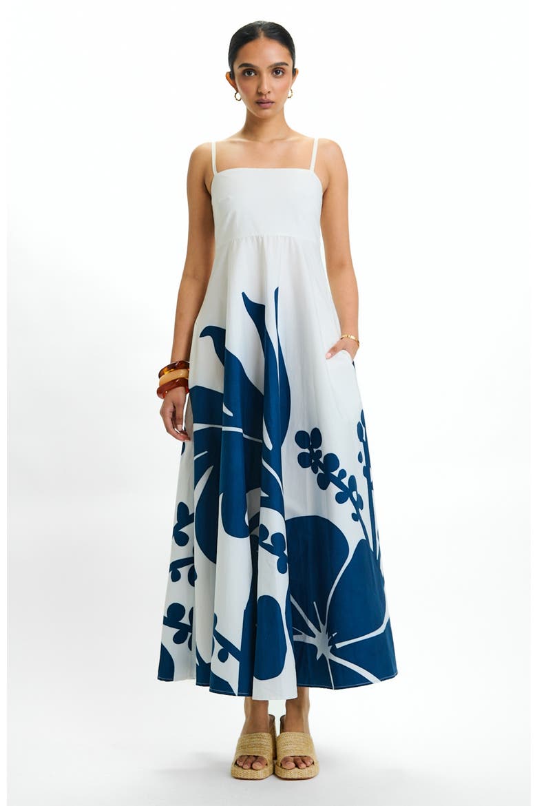 Cotton Poplin Oria Midi Dress Ula, Alternate, color, Ula Navy