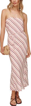 Bella Dahl Stripe Strapless Linen Blend Maxi Dress