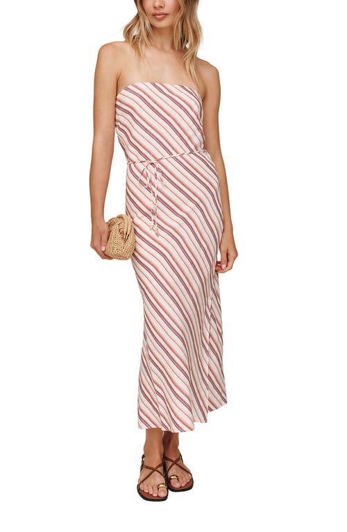 Bella Dahl Stripe Strapless Linen Blend Maxi Dress in Sunset Stripe at Nordstrom, Size Large