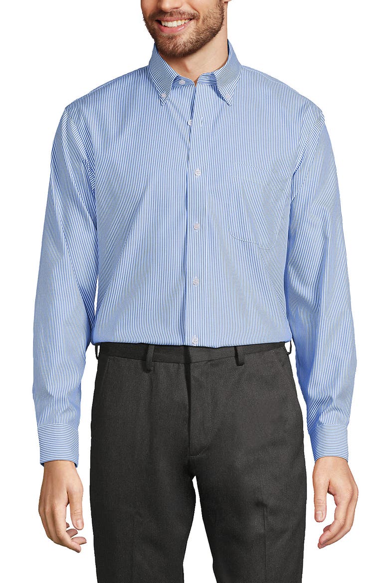 Traditional Fit Solid No Iron Supima Pinpoint Buttondown Collar Dress Shirt, Alternate, color, Light French Blue