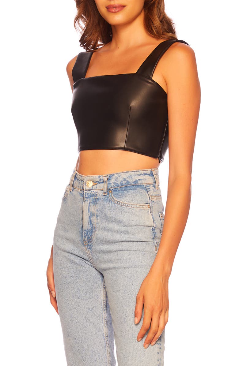 Susana Monaco Faux Leather Crop Tank, Alternate, color,