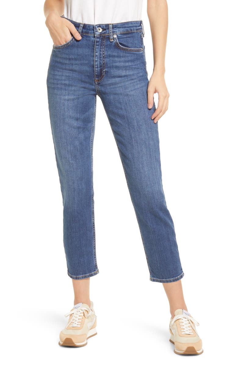 rag & bone Nina High Waist Ankle Cigarette Jeans, Main, color, Jasper