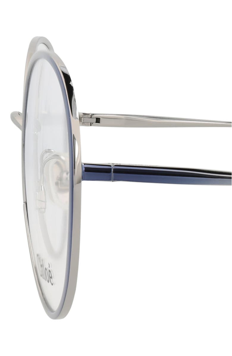 Chloé 56mm Round Optical Glasses, Alternate, color, Blue Blue Transparent