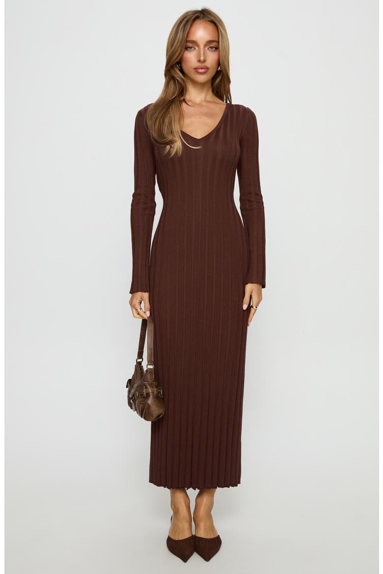 Gratuita Long Sleeve Rib Maxi Sweater Dress, Alternate, color, CHOCOLATE