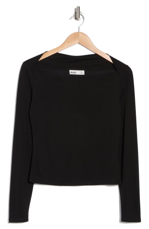 Boat Neck Long Sleeve Top