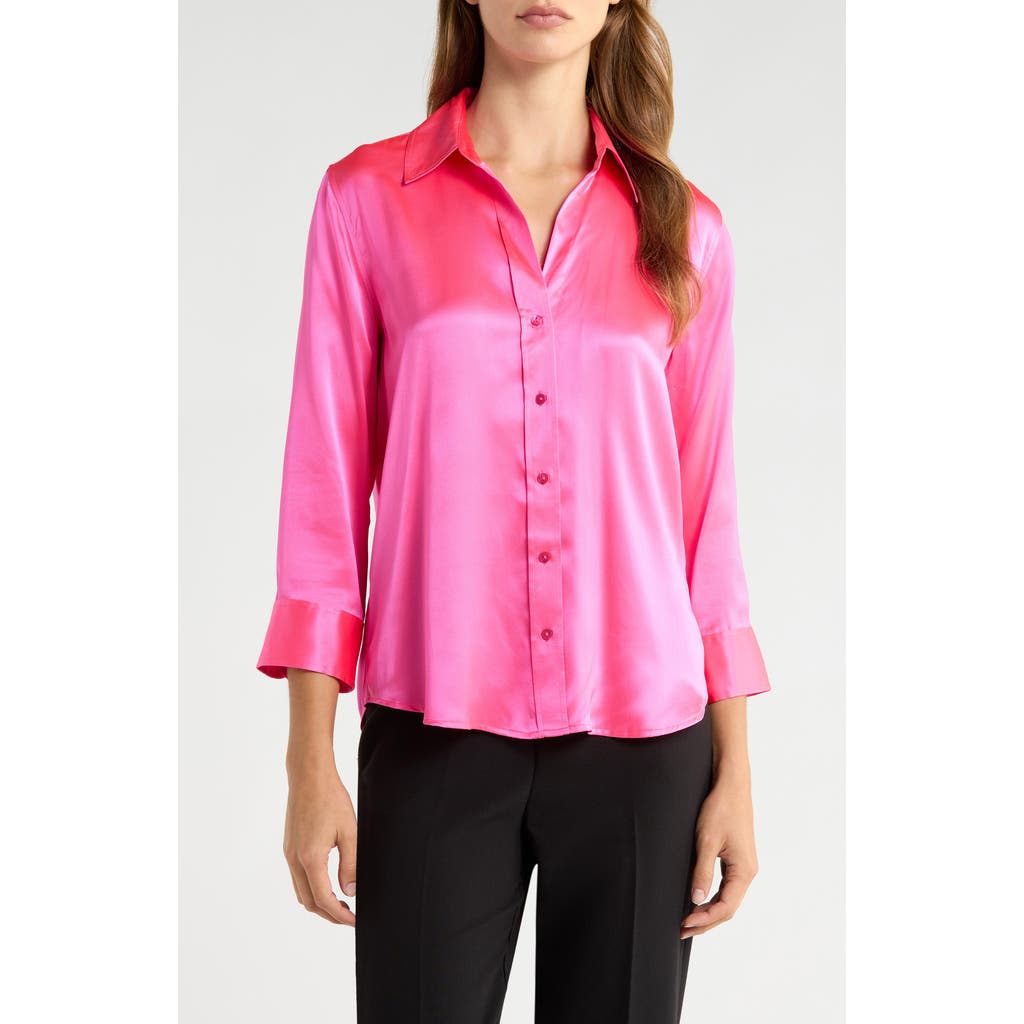 L'agence Dani Silk Charmeuse Blouse In Pink