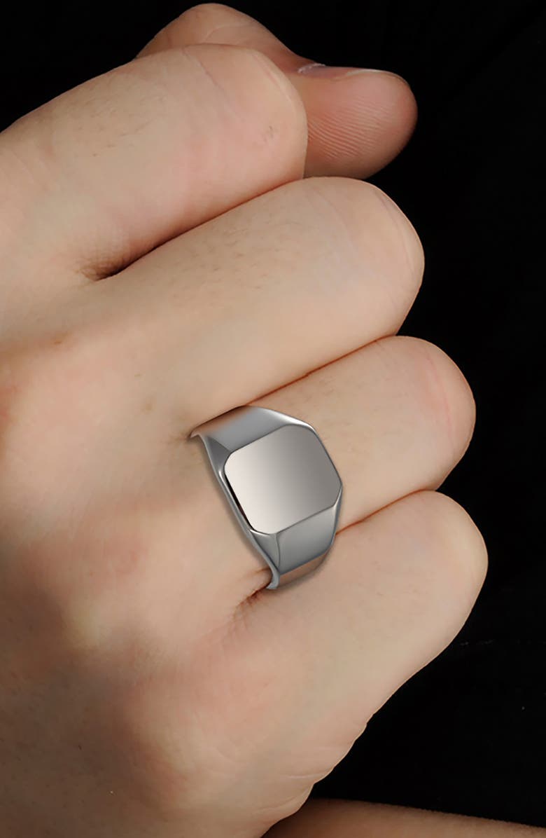 VAN HEUSEN Men's Signet Ring, Alternate, color, Silver