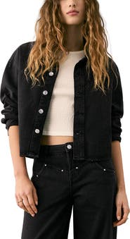 MANGO TEEN Studded Denim Button-Up Shirt