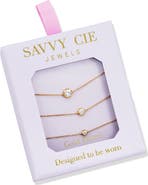 SAVVY CIE JEWELS Sol Solitaire Cubic Zirconia Bracelet Trio