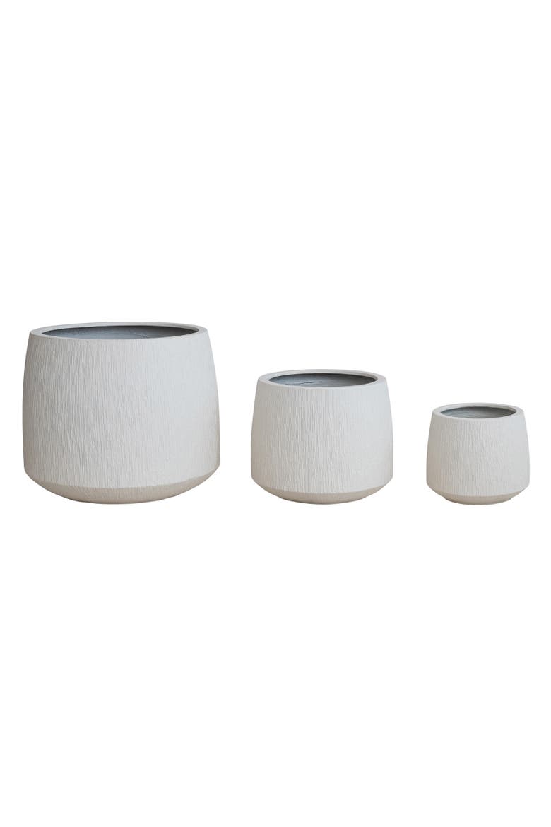 Grooved Round Planters, Main, color, White