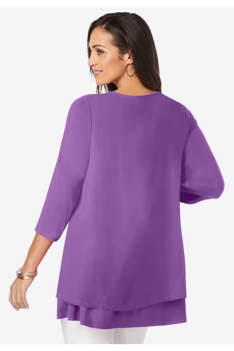 Double Layer High Low Tunic, Alternate, color, BRIGHT VIOLET