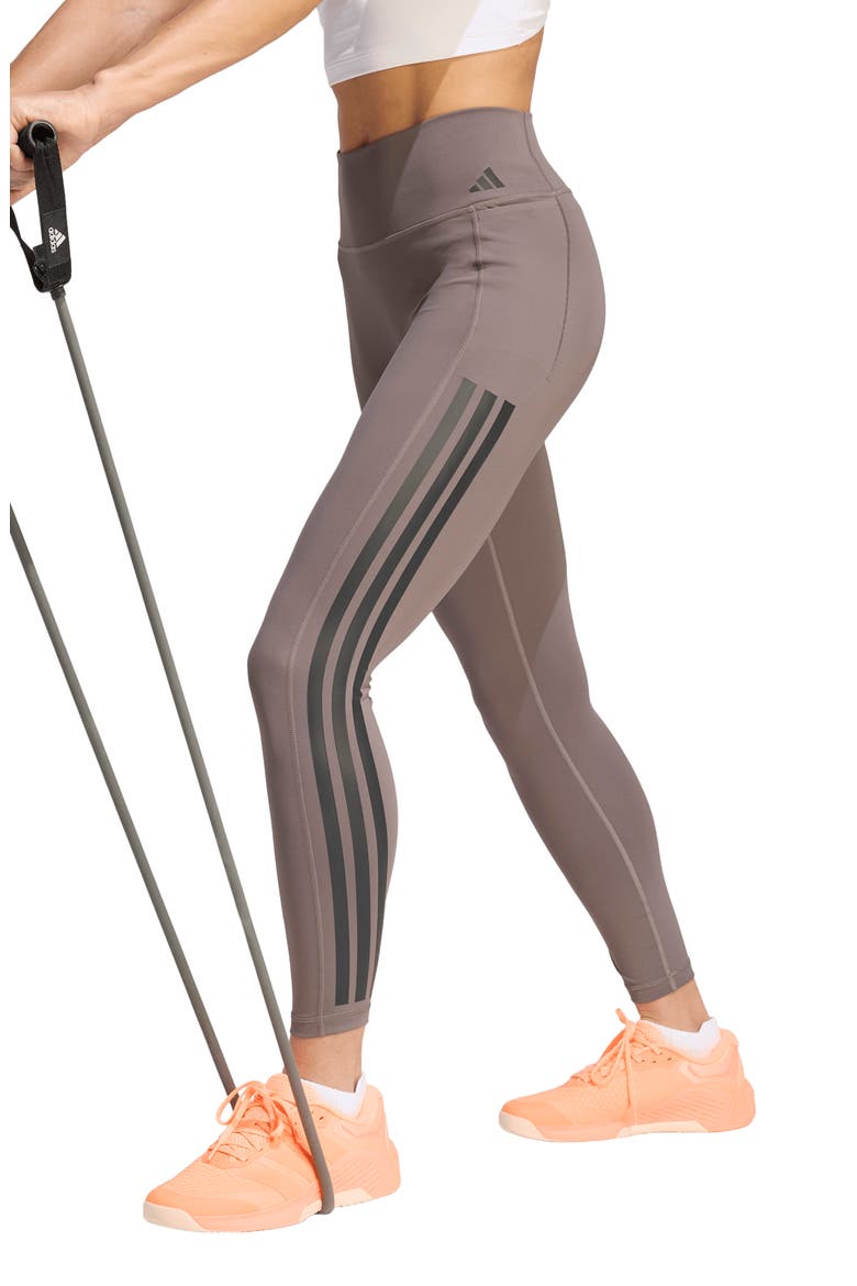Optime Workout 3-Stripes Climacool 7/8 Leggings, Main, color, CHARCOAL