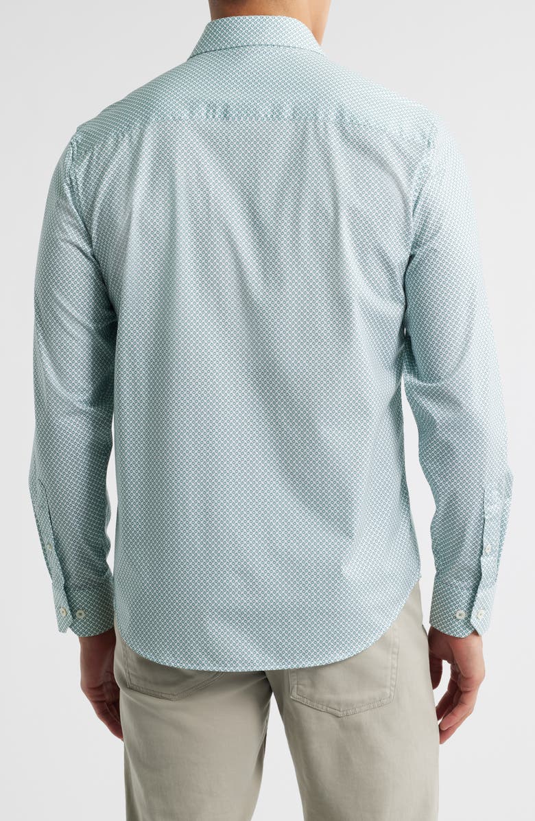 Bugatchi James OoohCotton<sup>®</sup> Geometric Print Button-Up Shirt, Alternate, color, Mint