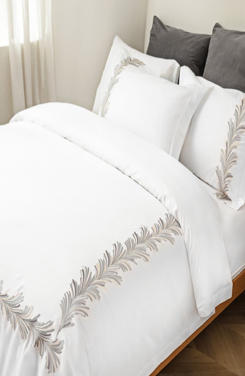 MELANGE HOME Ava Embroidered Duvet Cover & Sham Set, Alternate, color, Grey/ White