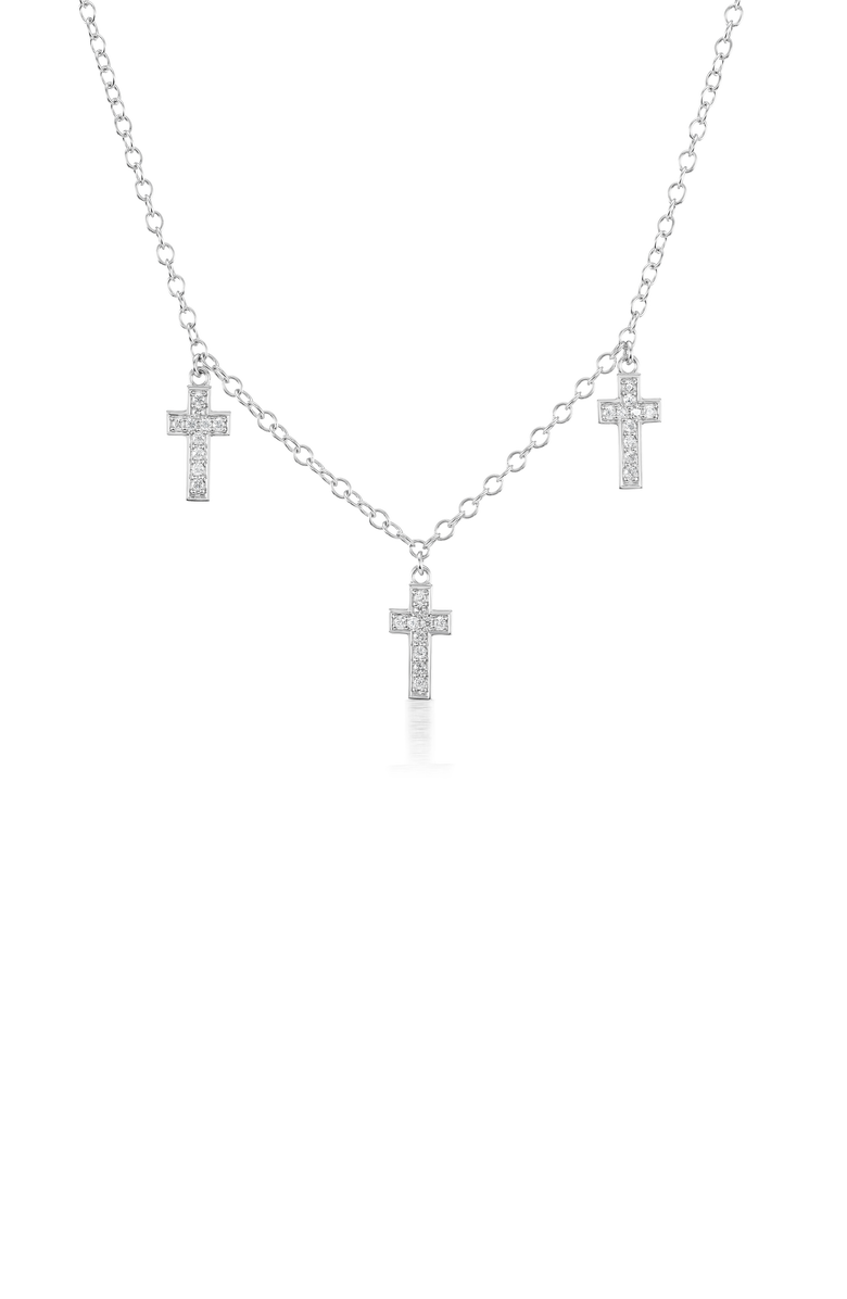 Sheryl Lowe Diamond Cross Dangle Necklace, Main, color, Sterling Silver
