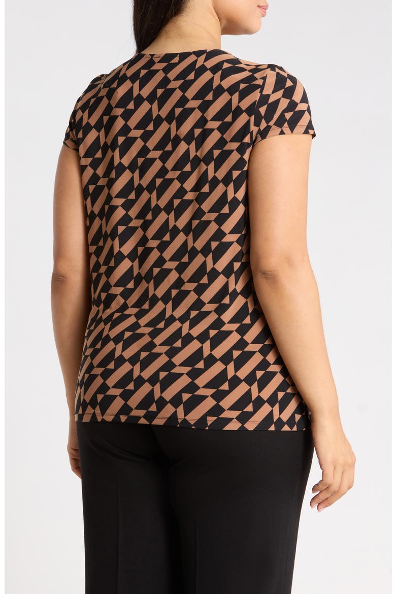 Pleat Neck Button Keyhole Top, Alternate, color, ANNE BLACK/ VICUNA