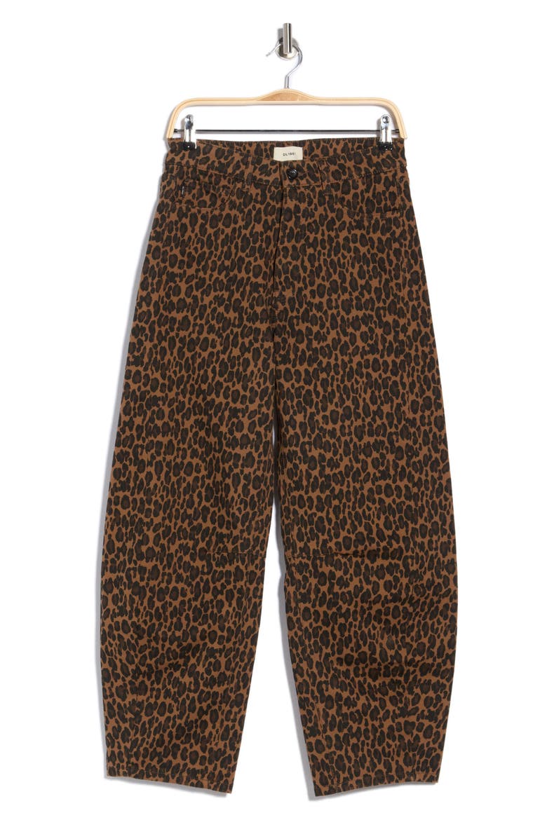 Miro Leopard Print High Waist Ankle Barrel Jeans, Alternate, color, LEOPARD