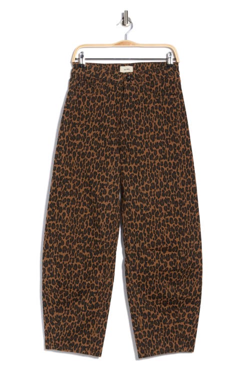 Miro Leopard Print High Waist Ankle Barrel Jeans