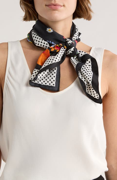 Fruit Floral Satin Square Scarf