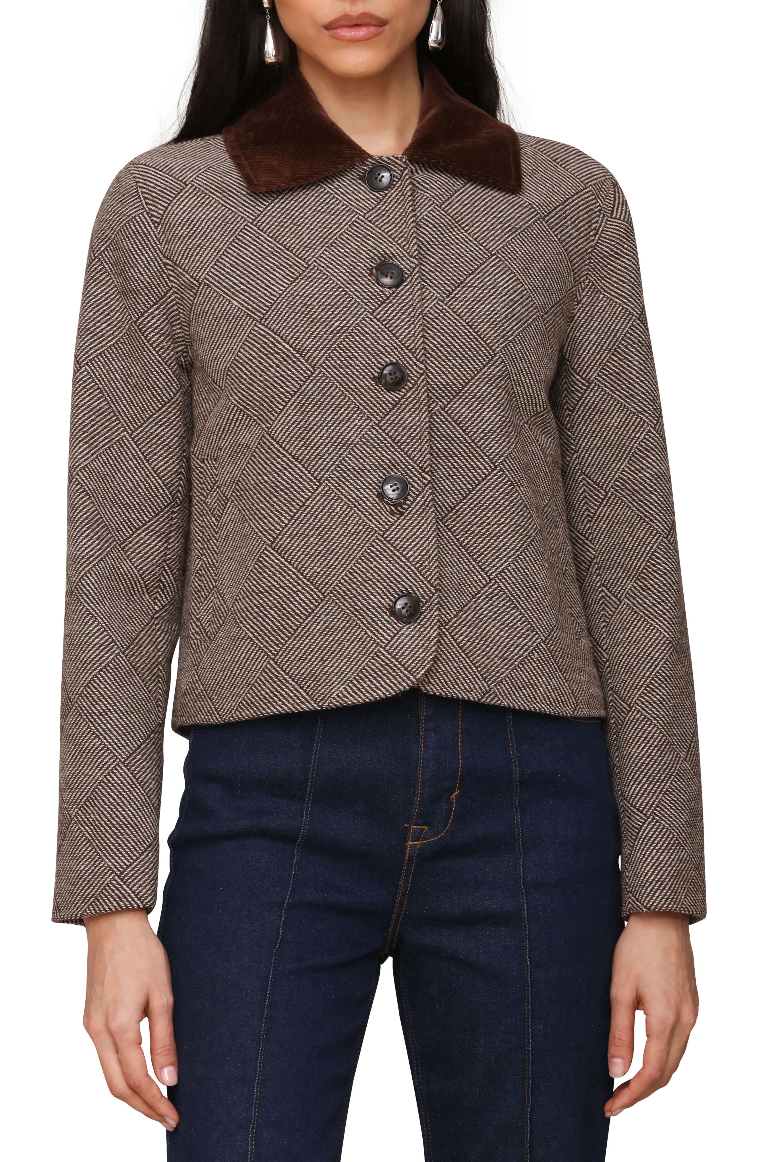 Corduroy Collar Crop Jacket