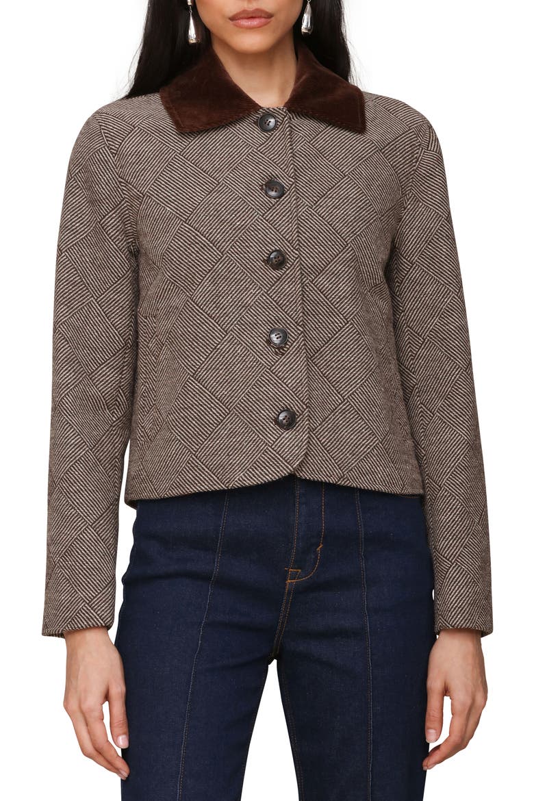 Corduroy Collar Crop Jacket, Main, color, BROWN BASKET