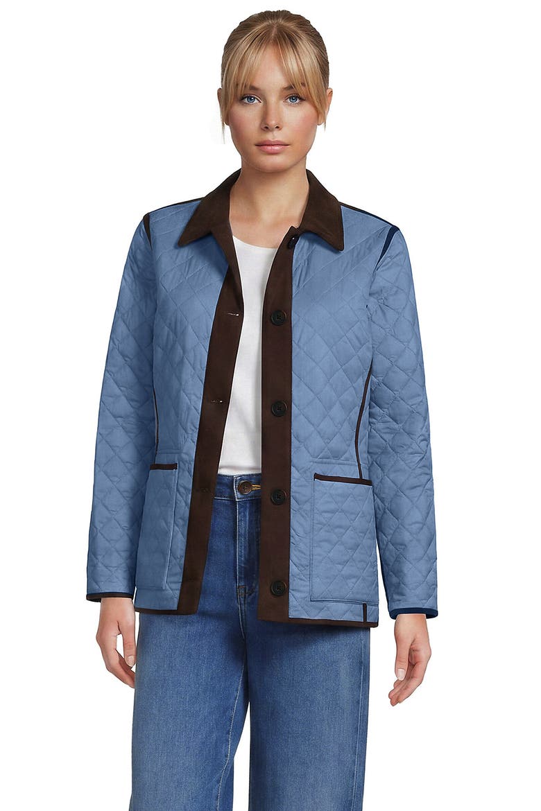 Print Reversible Barn Quilted Insulated Jacket, Main, color, Pale Slate Blue/Floral
