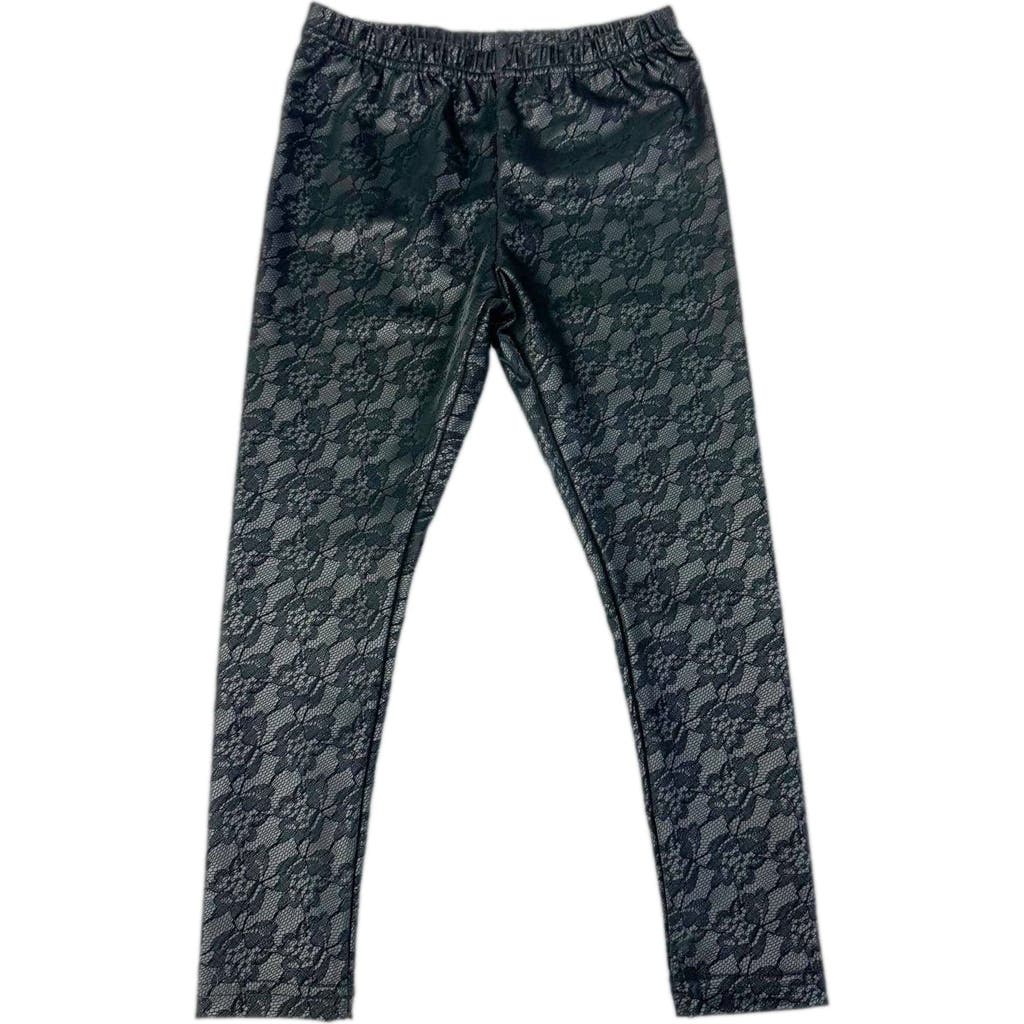 Petite Maison Kids Vegan Printed Leather Leggings In Black