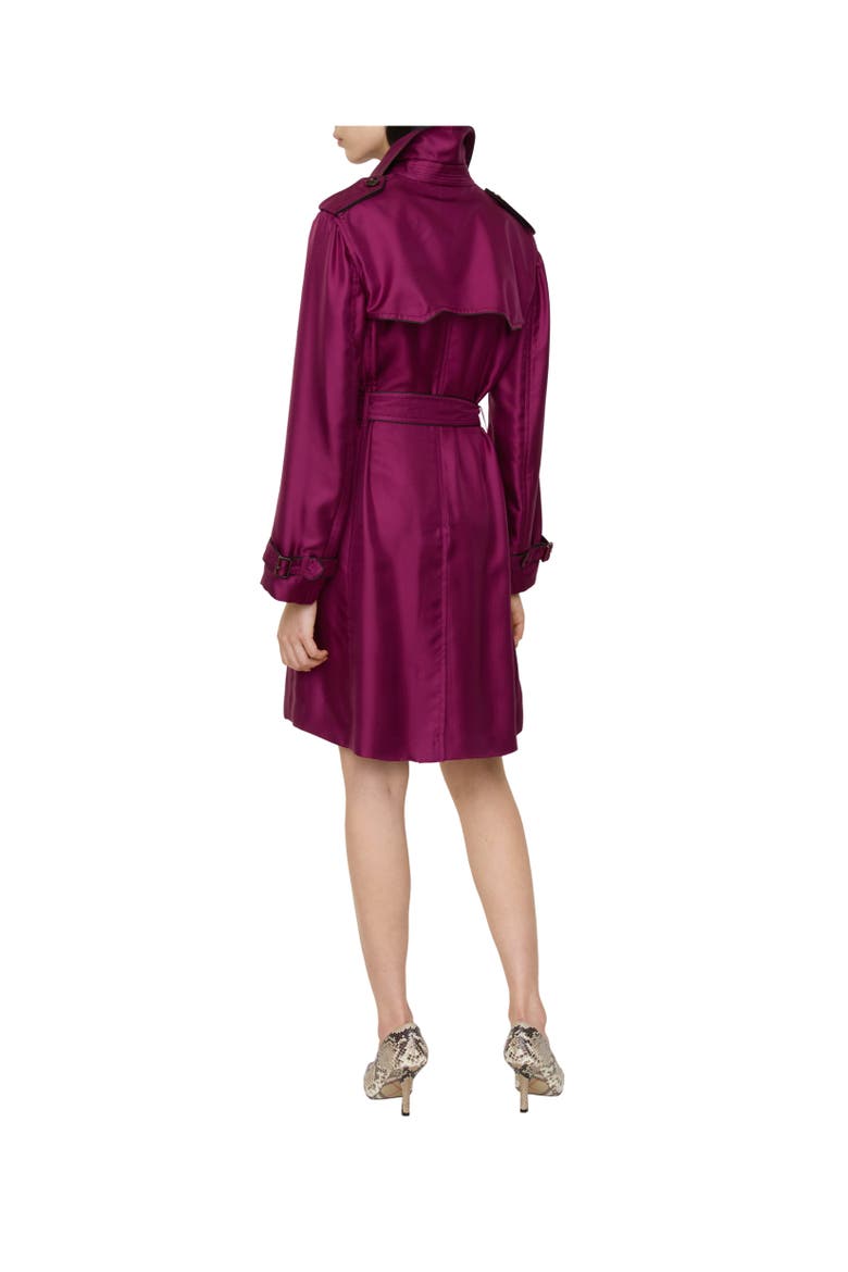 Long Silk Foxfield Trench Coat, Alternate, color, Allium purple