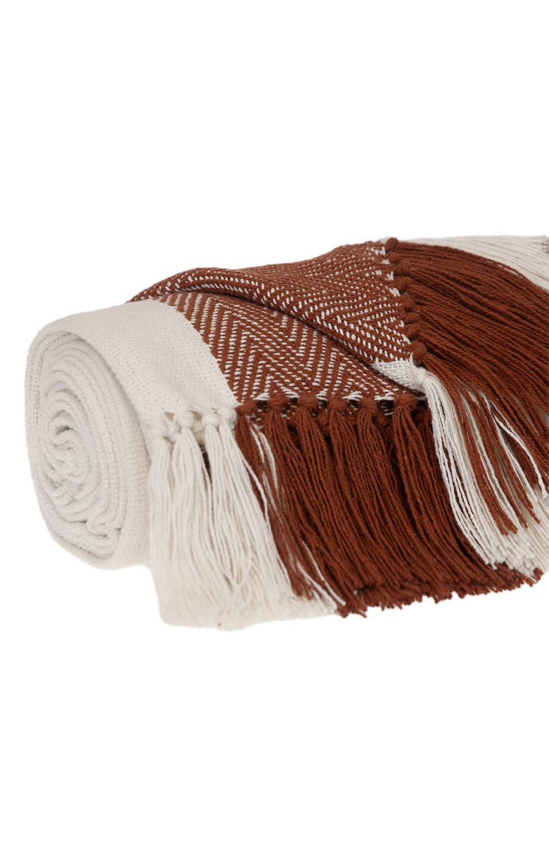 PARKLAND COLLECTION Archee Fringe Throw Blanket, Alternate, color, Rust