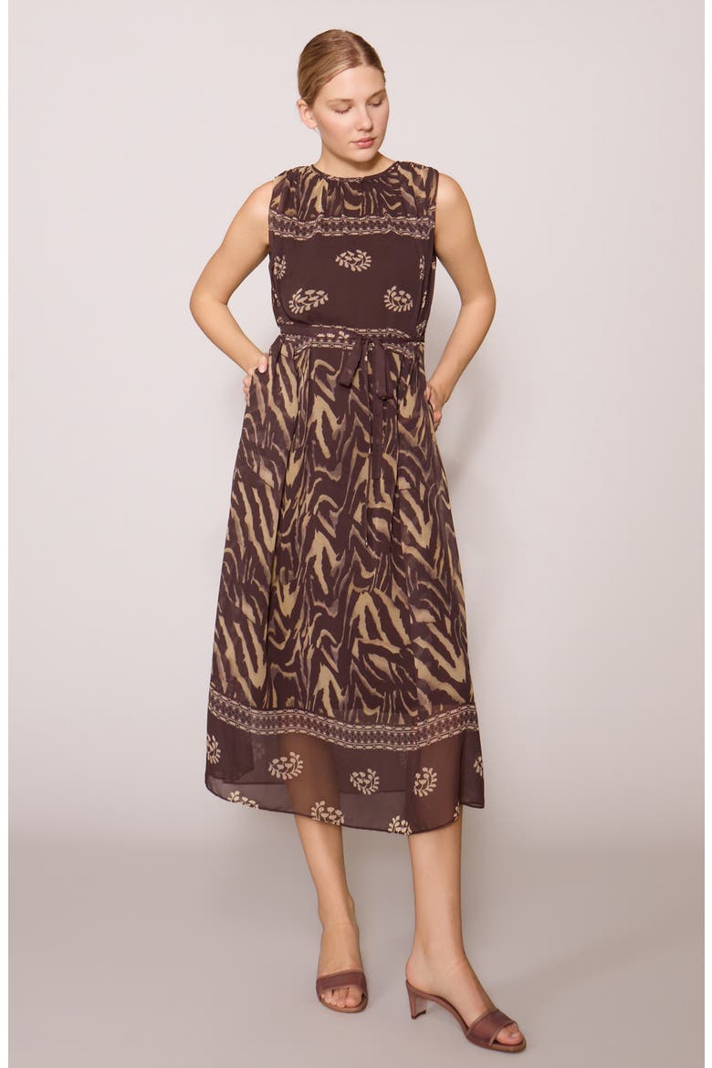 Mixed Print Sleeveless Woven Dress, Alternate, color, FADED BLACK TAUPE MULTI
