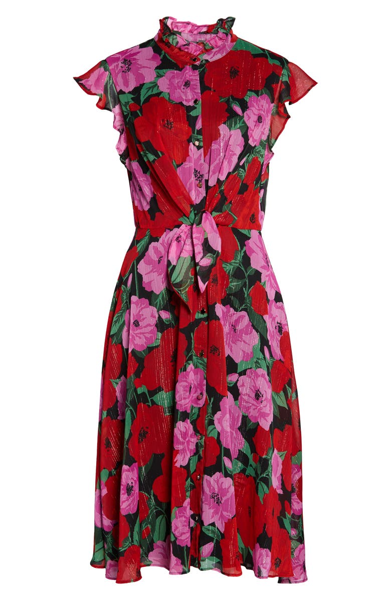 Julia Jordan Floral Flutter Sleeve Fit & Flare Dress, Alternate, color, 
