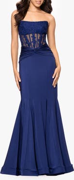 Blondie Nites Sequin Strapless Trumpet Gown