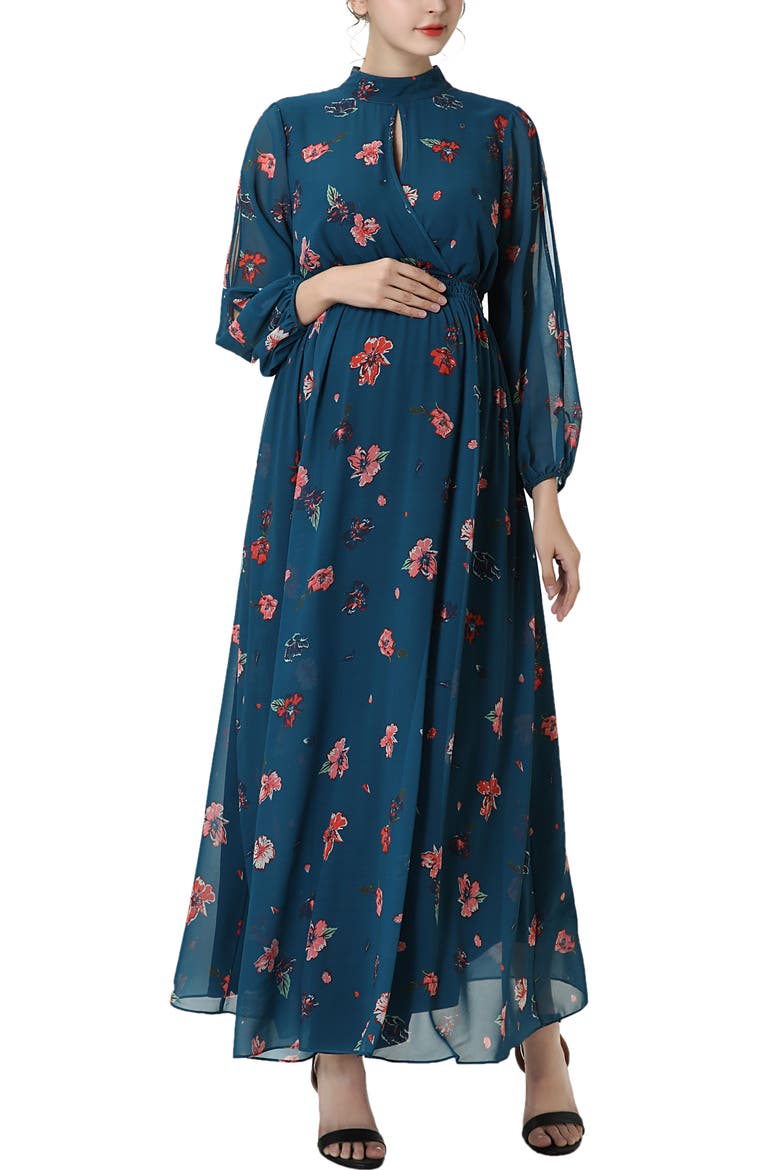 Finley Maternity Flloral Print Maxi Dress, Main, color, Multicolored