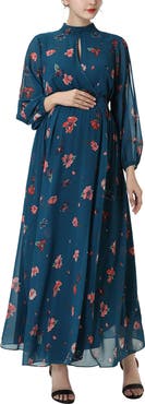Kimi & Kai Finley Maternity Flloral Print Maxi Dress